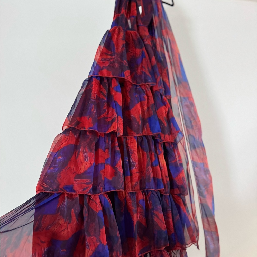 Formal halter tiered dress Red and Blue/purple